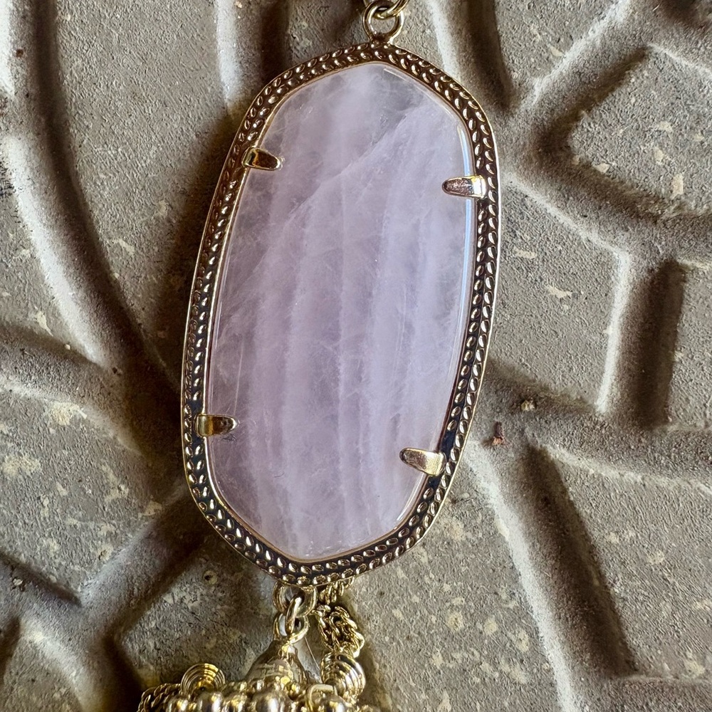 Kendra Scott Rayne Pale Rose Quartz Pendant Necklace with Tassel